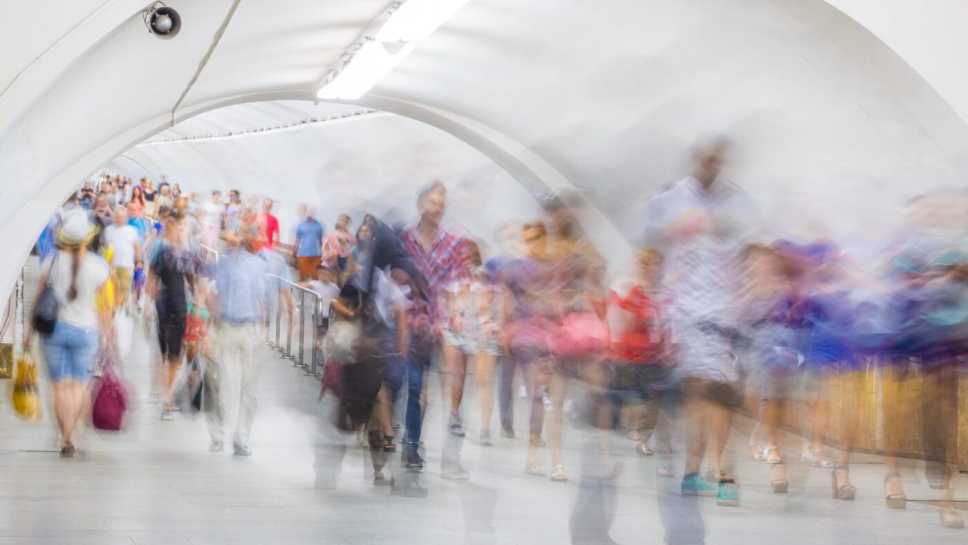 Time lapse of passageway of people