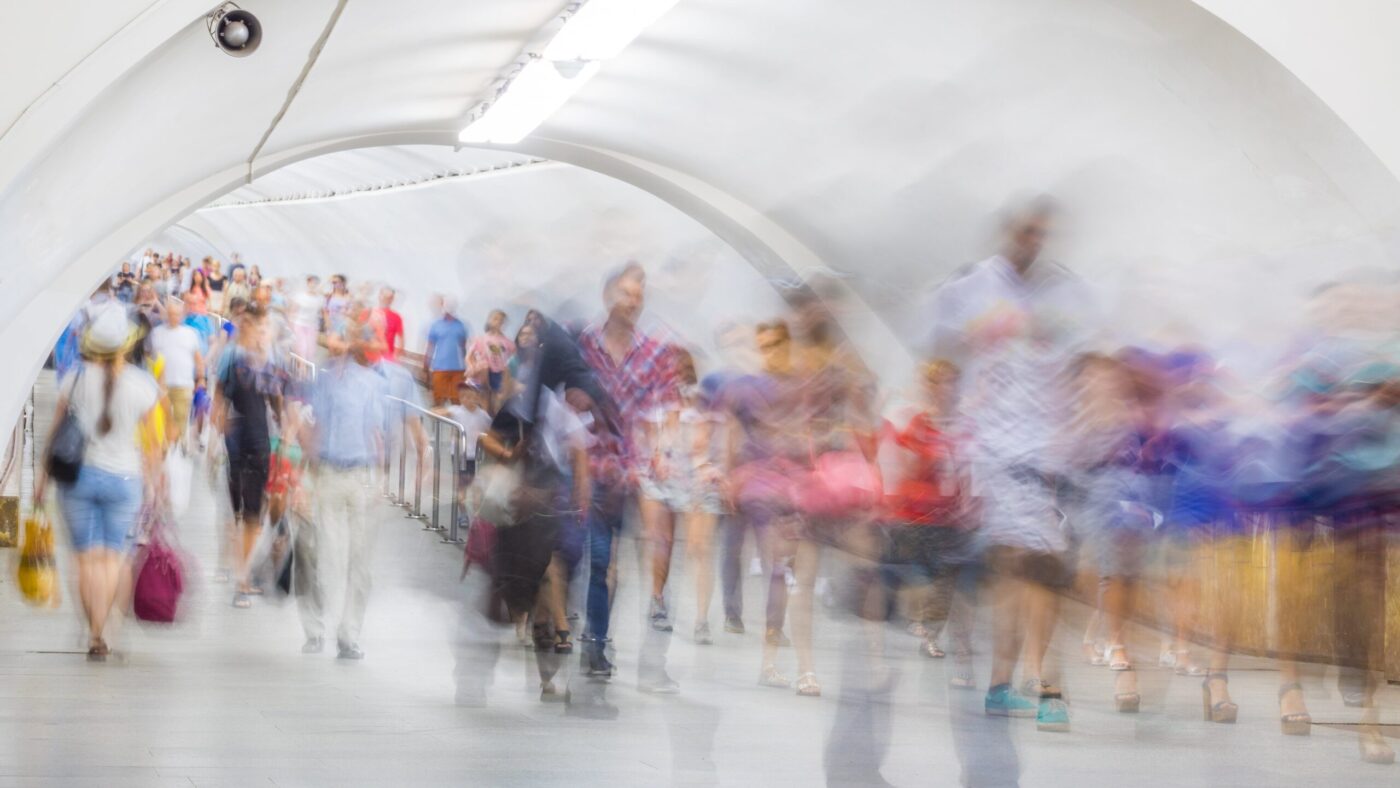 Time lapse of passageway of people