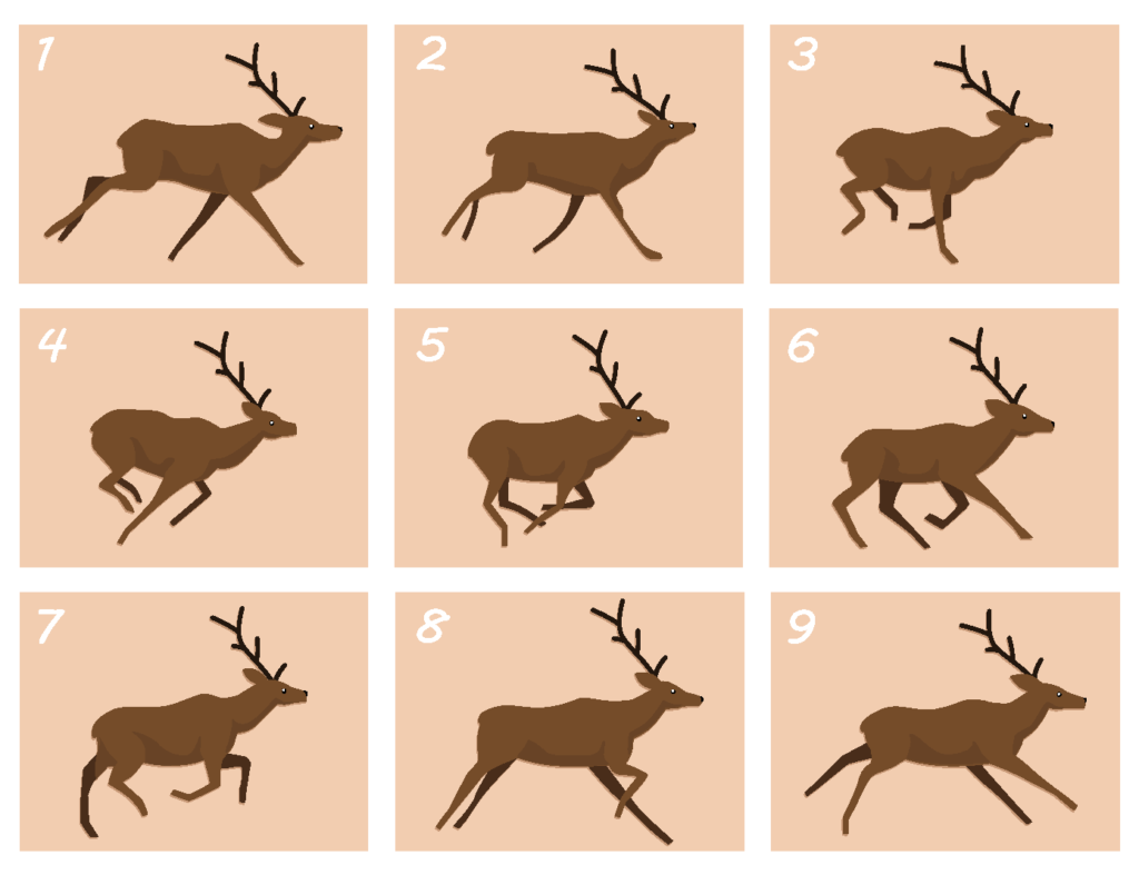 Stop motion animation of a deer running
