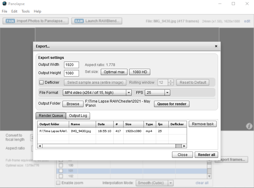 Panolapse output screen